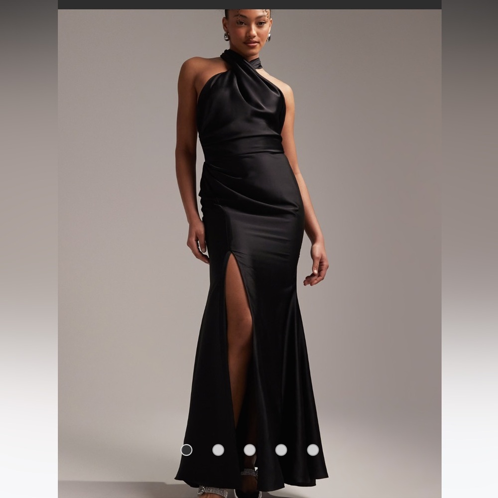ASOS DESIGN satin halter maxi dress with tie back